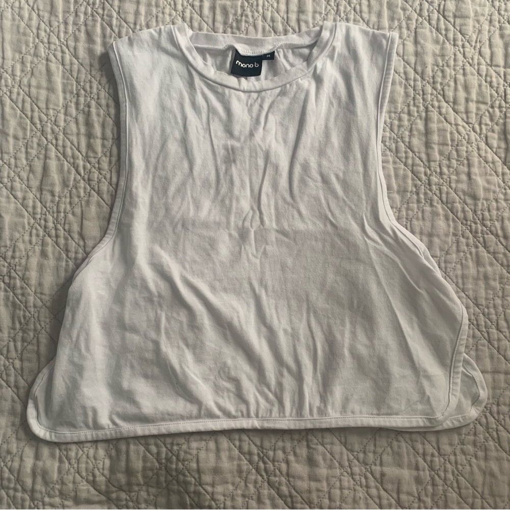 White cropped workout tank